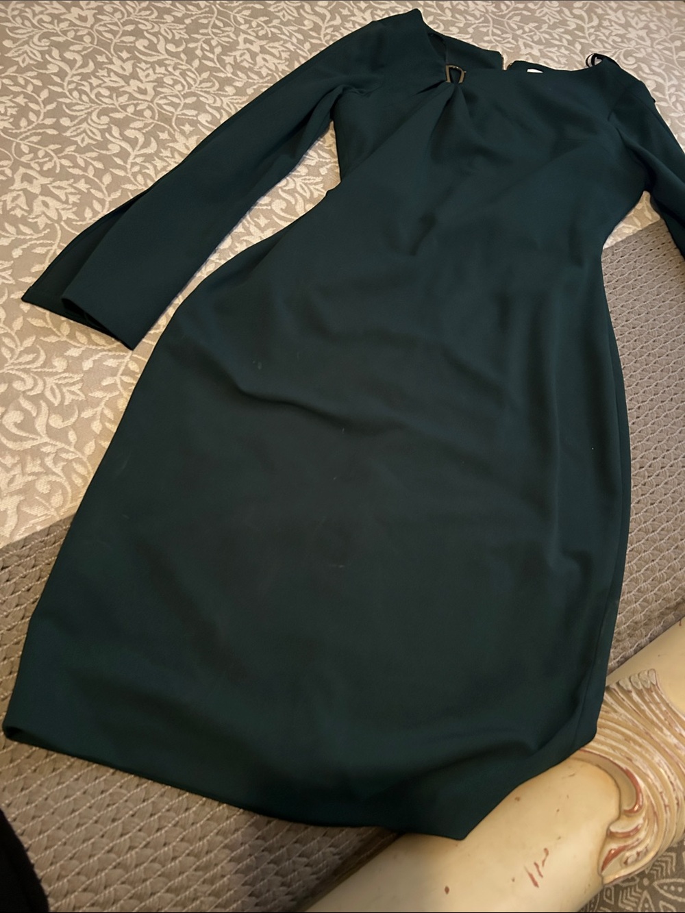 Calvin Klein Deep Green Long Sleeve Sheath Dress